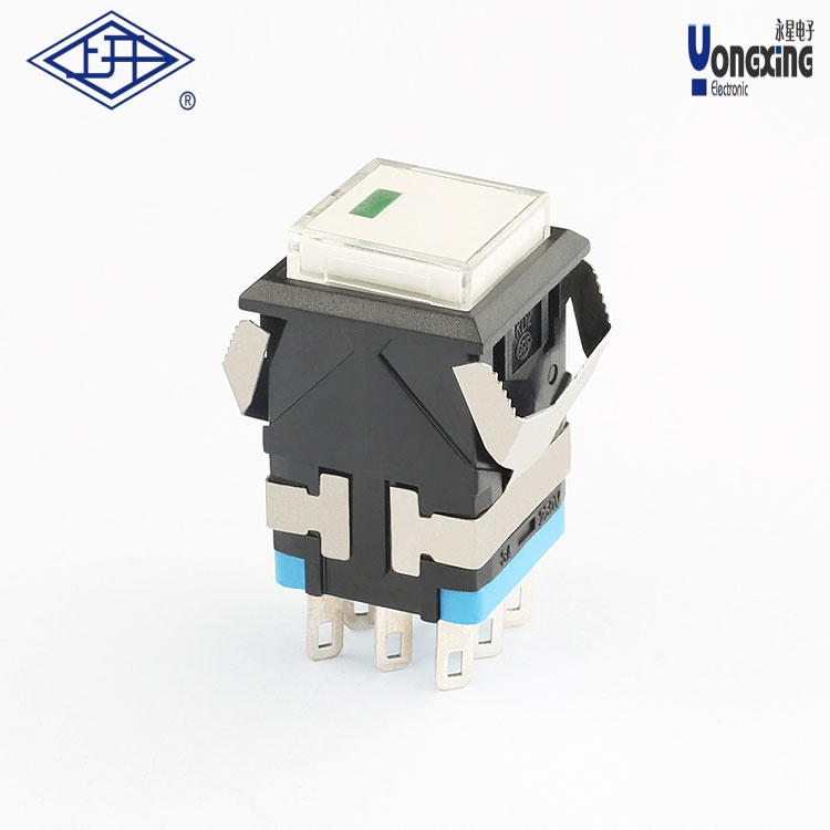 KD2点发光双极8脚按钮开关KD2-A21L6D-BW-G